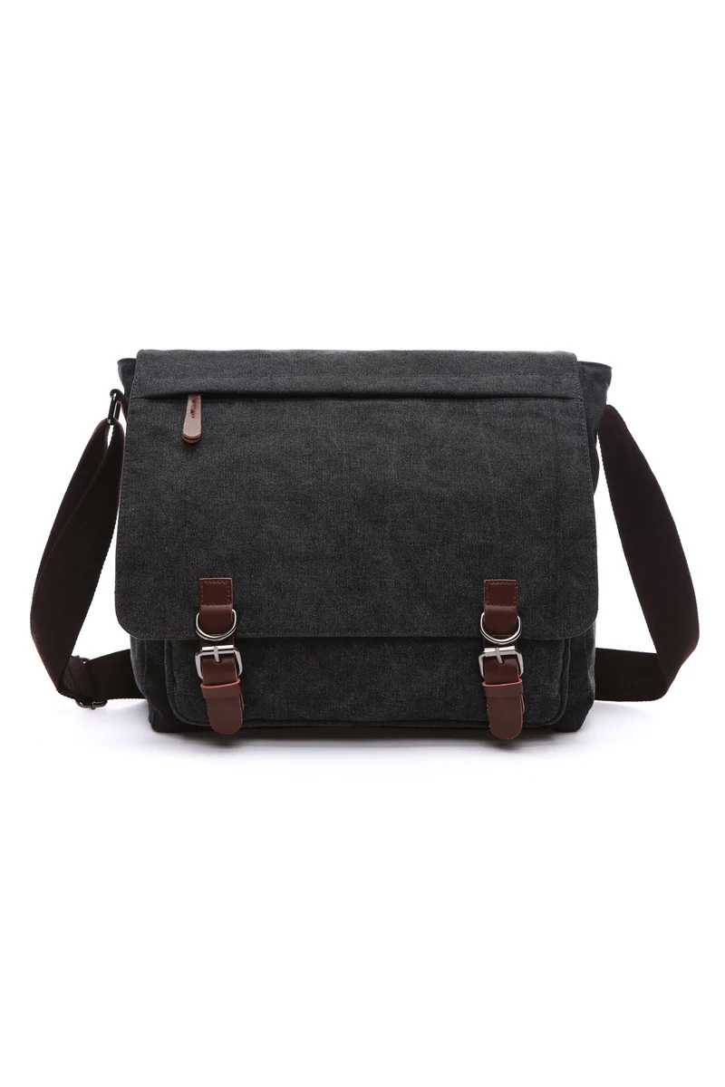 Bonluo Geantă Crossbody De Bărbați Neagră Dimenisune Mare Din Pânză Foarte Rezistentă (40x35x13cm)
