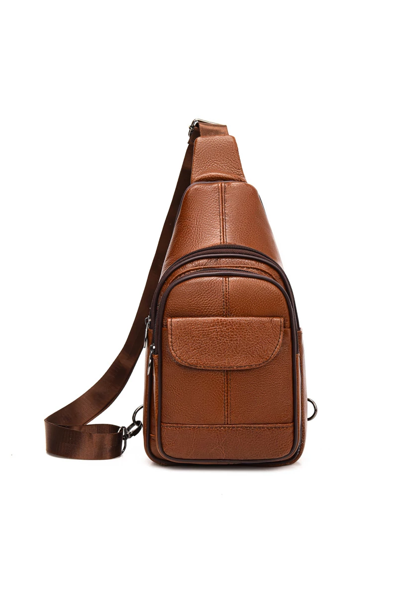 Geantă Crossbody Bonluo Maro Din Piele Naturală Dimensiune (31*17*9,5cm)