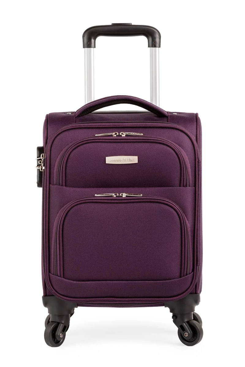 Leonardo Da Vinci Troler De Cabină Violet Închis  Textil Dimensiune Wizzair Ryanair(40x30x20cm) Cu Roți Detașabile
