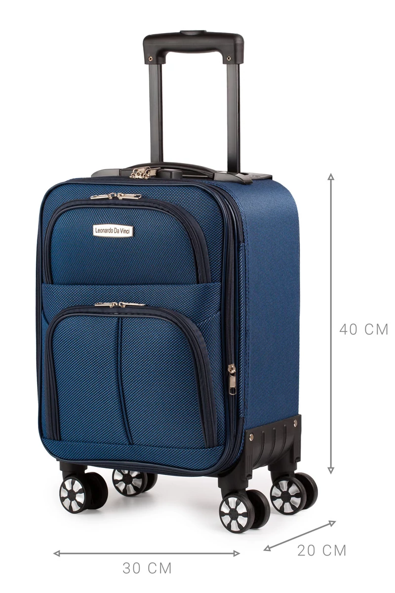  Troler 40*30*20 Wizzair Ryanair Leonardo Davinci Albastru Închis Cu Pereți Moi Extensibil