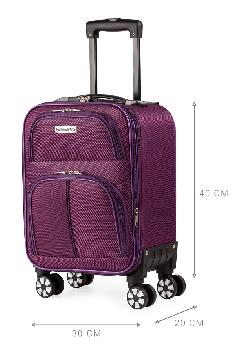  Troler 40*30*20 Wizzair Ryanair Leonardo Davinci Violet Cu Pereți Moi Extensibil 