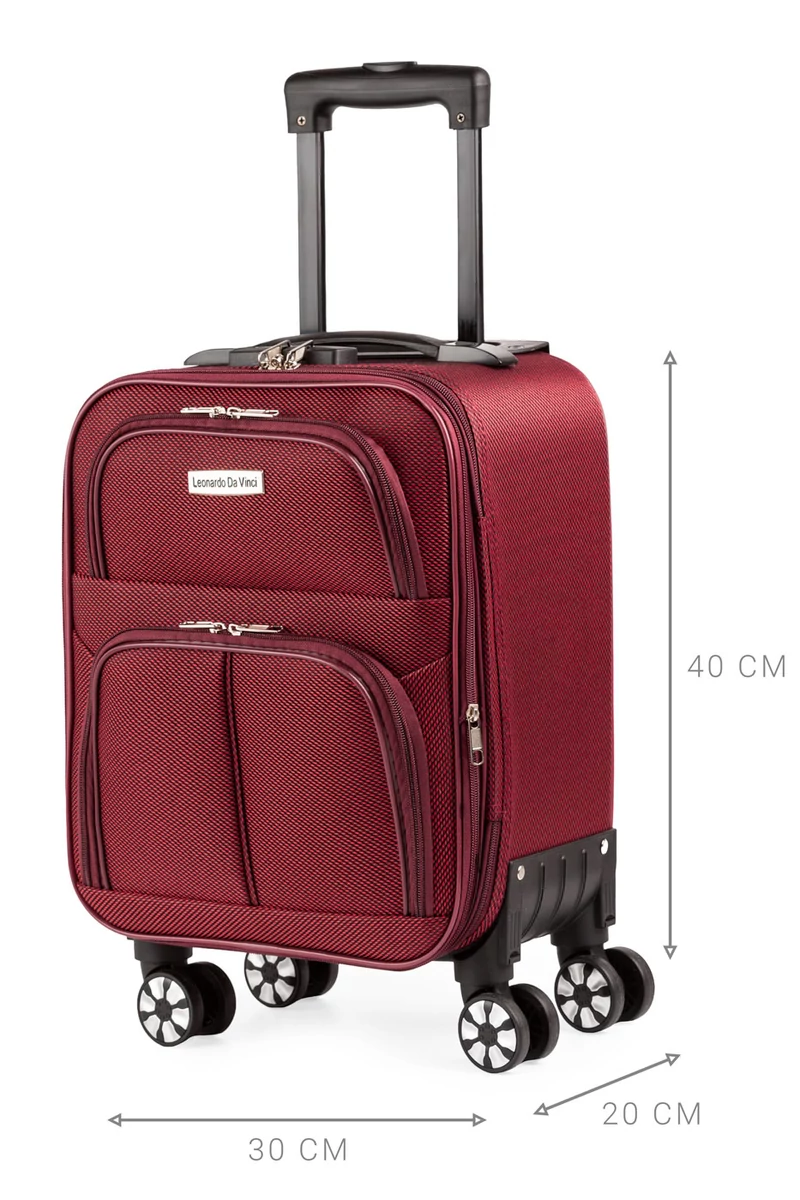  Troler 40*30*20 Wizzair Ryanair Leonardo Davinci Vișiniu Cu Pereți Moi Extensibil 
