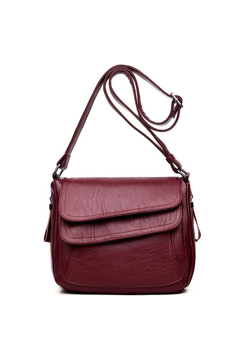 Geantă Crossbody Bonluo Vișinie Din Piele Ecologică Dimensiune 21*25*12cm