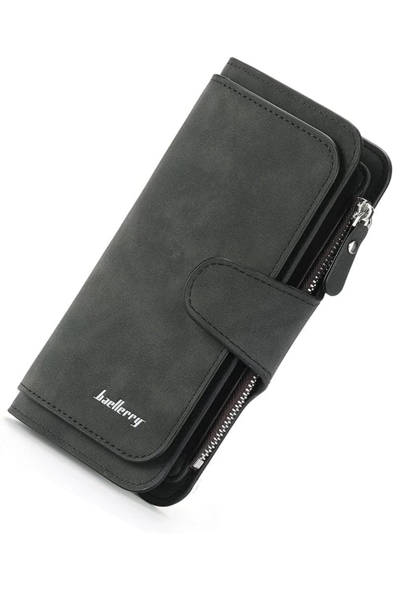 Portofel Elegant Damă Bonluo Negru Multifuncțional Din Imitație De Piele De Dimensiunea 19*11*2.5cm
