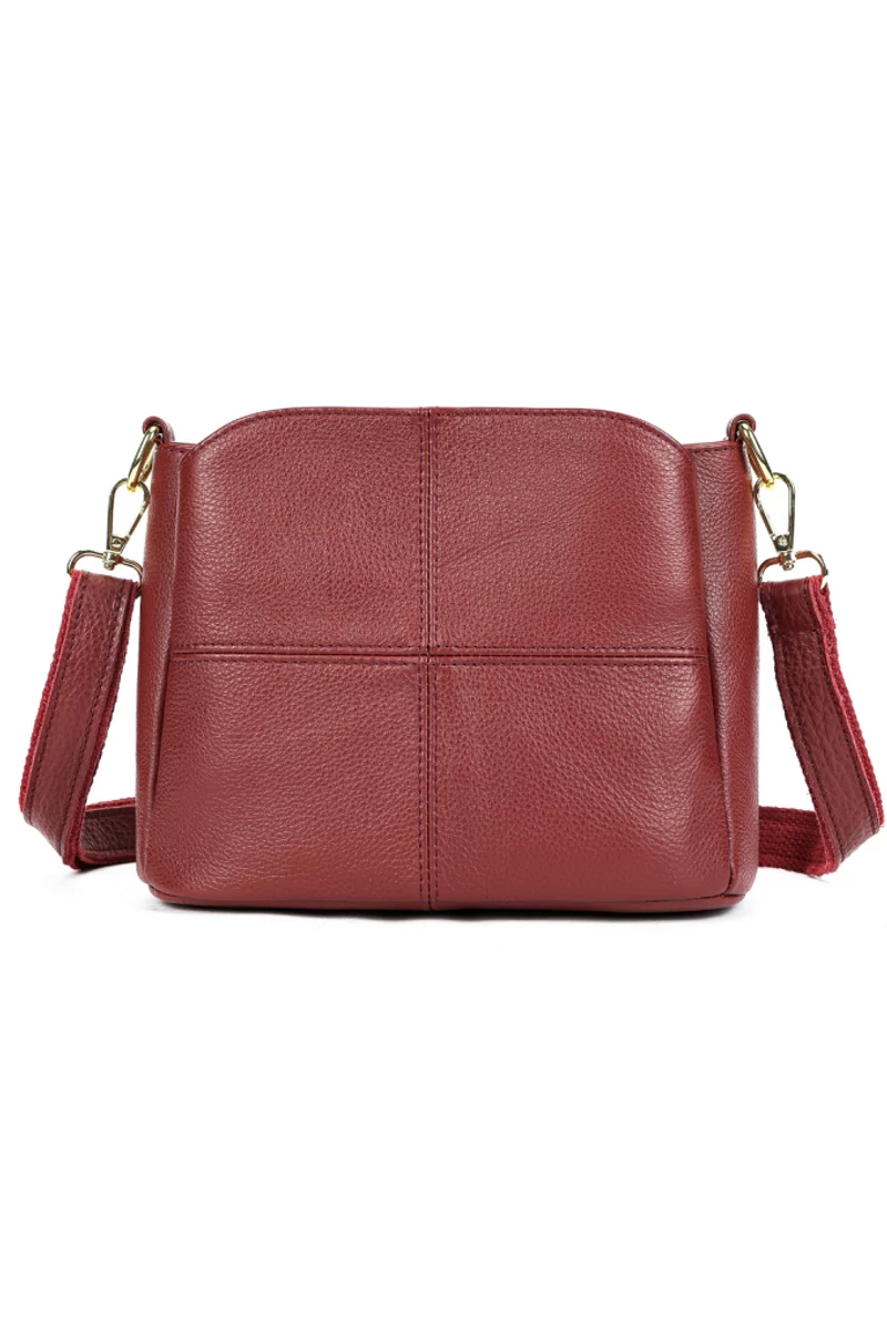 Geantă Crossbody Si De Mână Rosie Bonluo Din Piele Naturală Dimensiune (18*24*13cm)