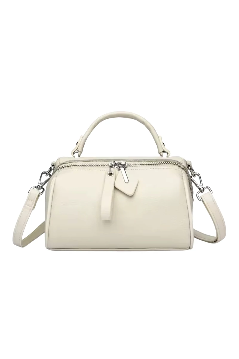 Geantă De Mână Din Piele Naturală Alba Bonluo Model Compact Și Elegant 21*14*12cm
