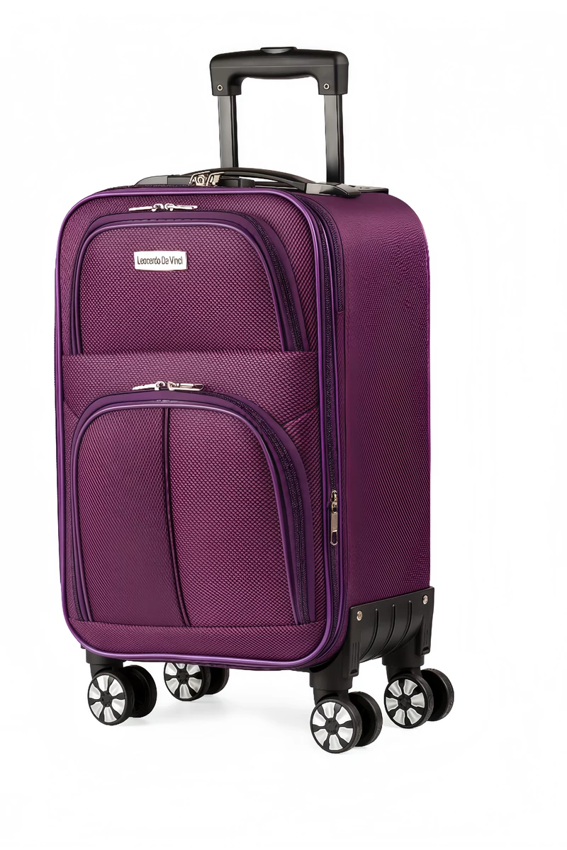 Wizzair Troler De Cabină Cu Roți Detașabile Leonardo Davinci Violet Cu Pereți Moi Extensibili 47*35*20cm