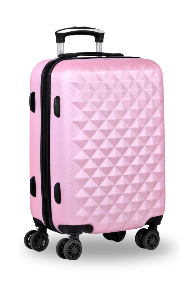 Troler Bagaj De Mână Roz Bonluo Cu Pereți Tari Dimensiune Wizz-Air 55*35*22cm Roti Detașabile