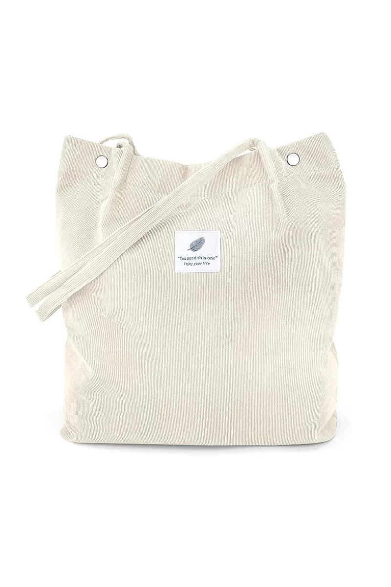 Geantă Tote Stil Sacosă Casual Pânză Bej Bonluo Spațioasă Rezistentă Și Elegantă 38*35*11cm