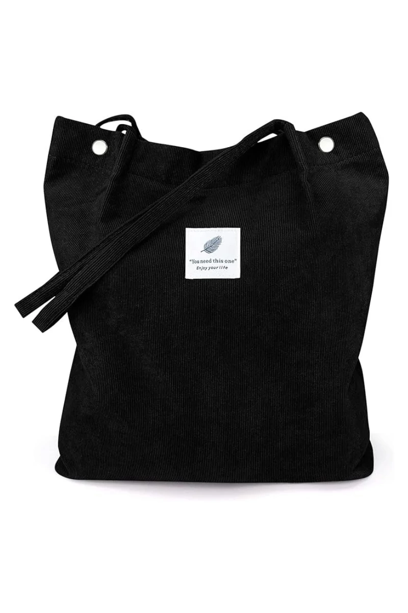 Geantă Tote Stil Sacosă Casual Pânză Negru Bonluo Spațioasă Rezistentă Și Elegantă 38*35*11cm