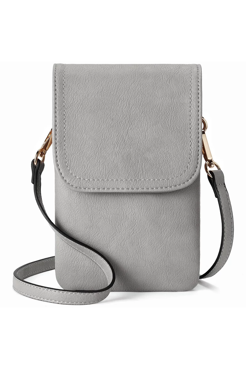 Geanta Crossbody Din Pu Gri Bonluo Cu Buzunare Multiple Curea Reglabilă 20*13*3