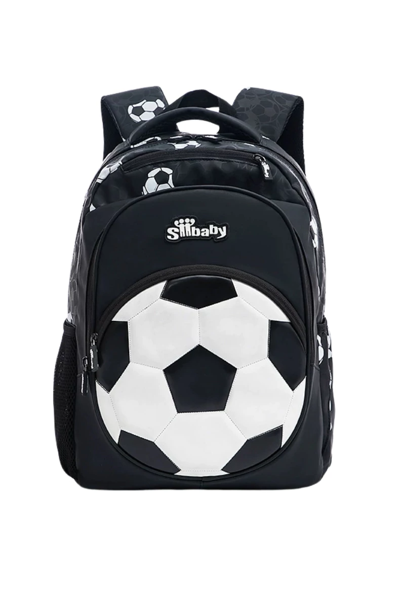 Rucsac Ergonomic Bonluo Negru Cu Alb Pentru Copii Design Fotbal Tesătura Oxford 40*29*19cm