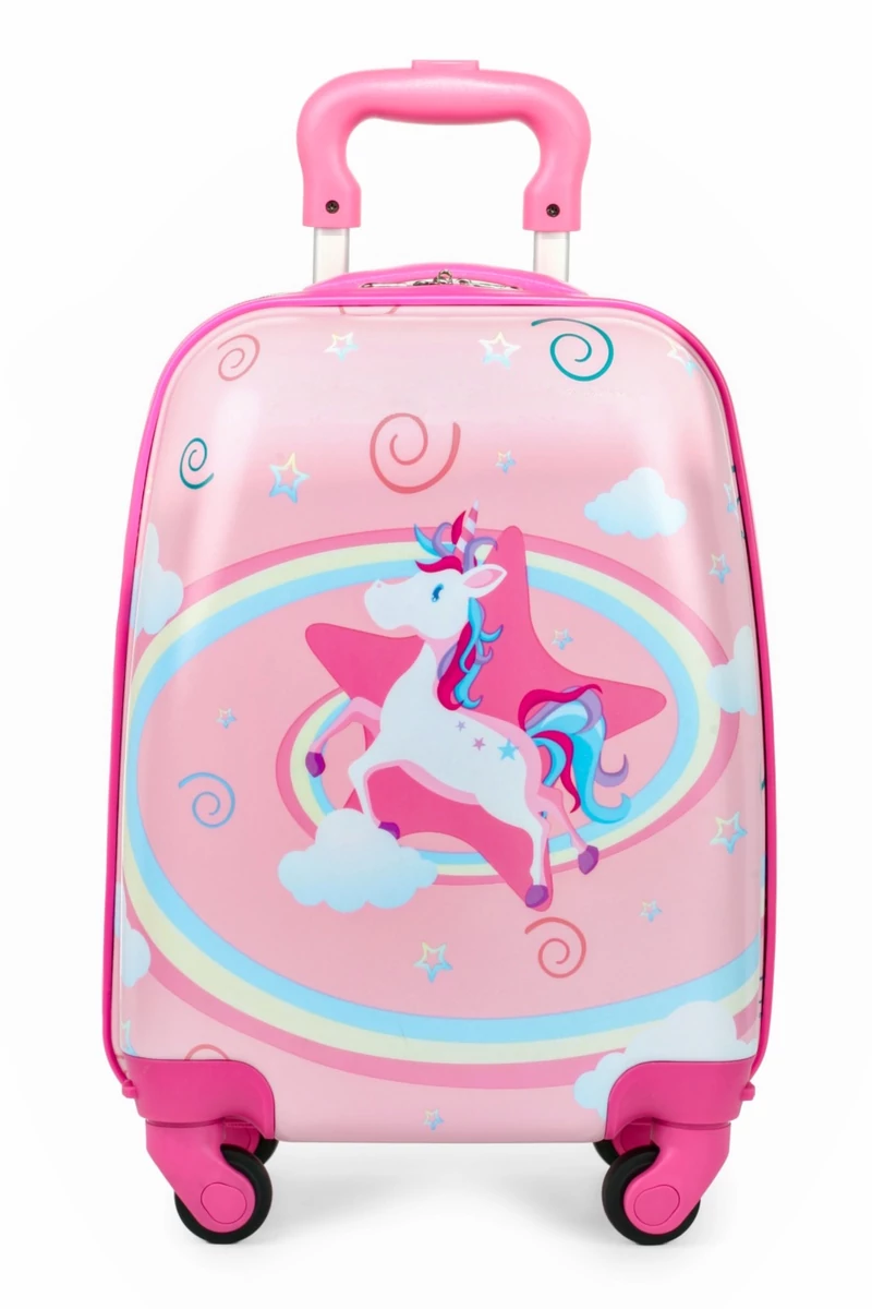 Troler Wizzair Ryanair Roz Pentru Copii Cu Unicorn  ABS /Compozitie Pc 40x30x20cm Roti Detașabile