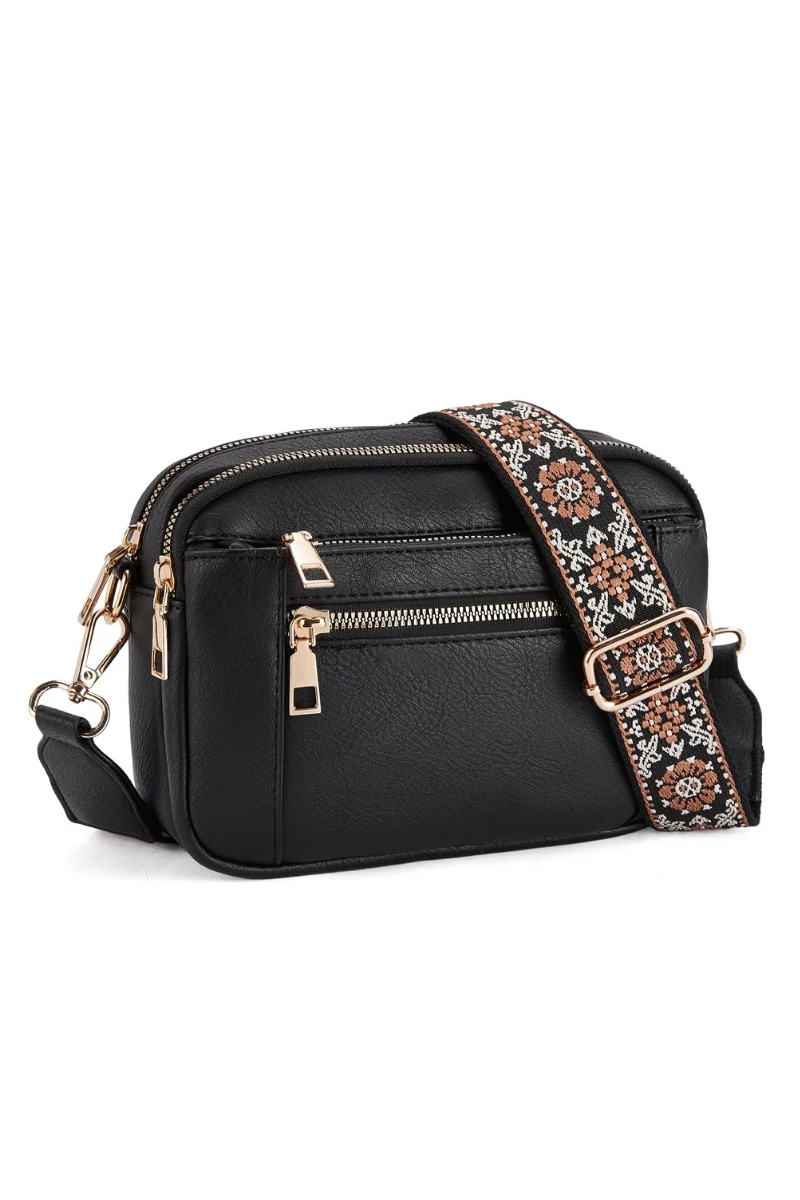Geanta Crossbody Negru Bretea Reglabila Din PU 20*15,6*5,1cm Bonulo