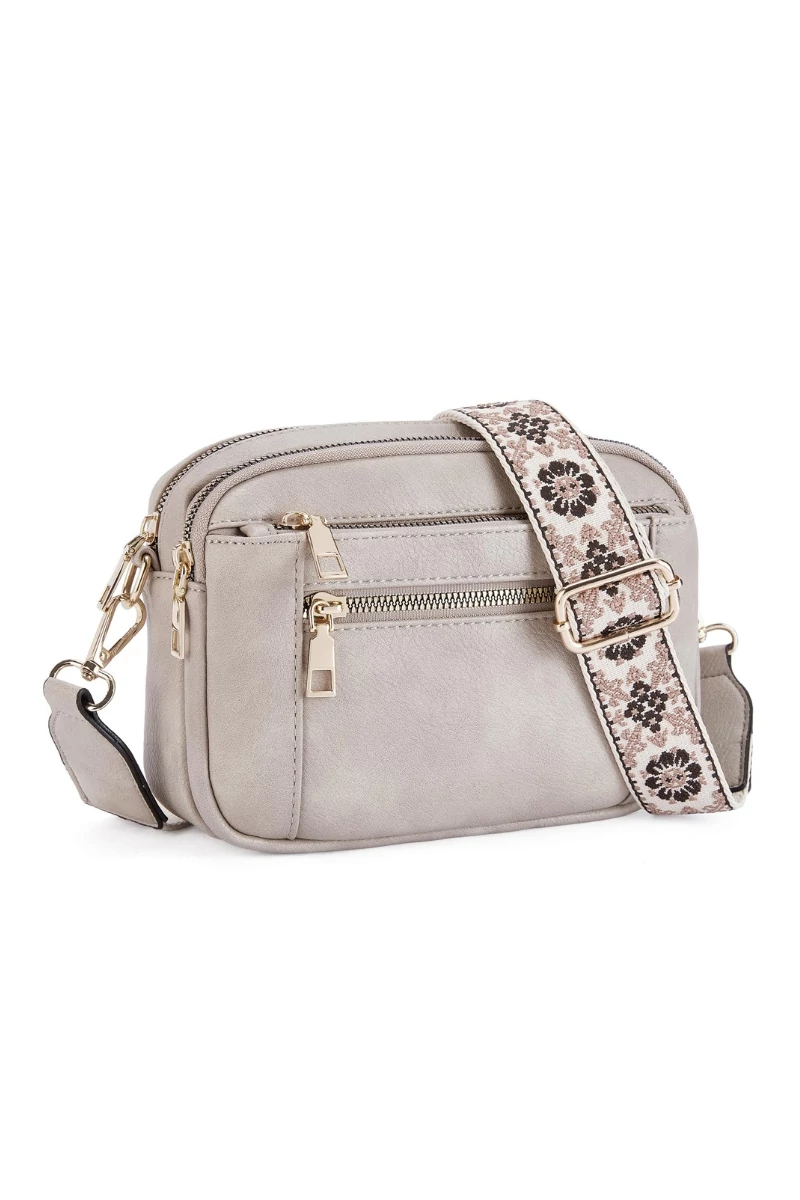Geanta Crossbody Crem Bretea Reglabila Din PU 20*15,6*5,1cm Bonulo
