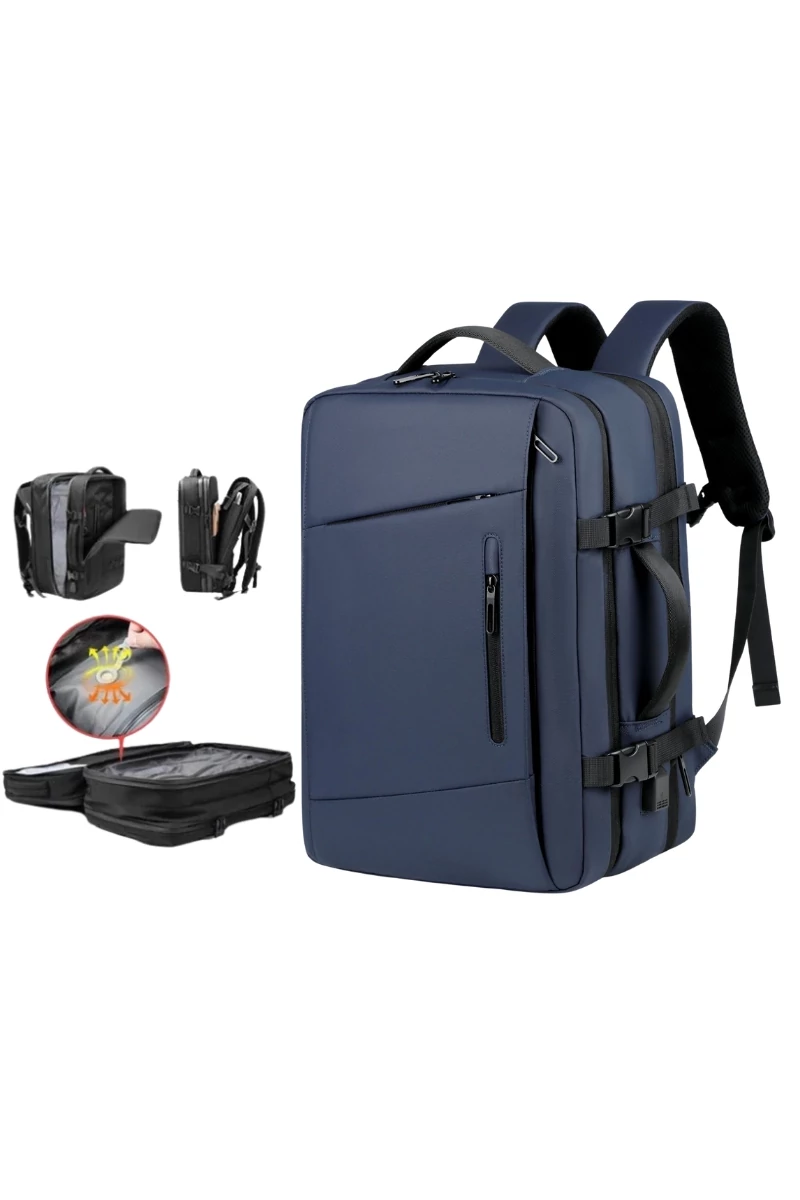 Rucsac Multifuncțional Cu Vacuum, Capacitate Mare, Extensibil, Impermeabil Și Rezistent Albastru 45*30*18cm