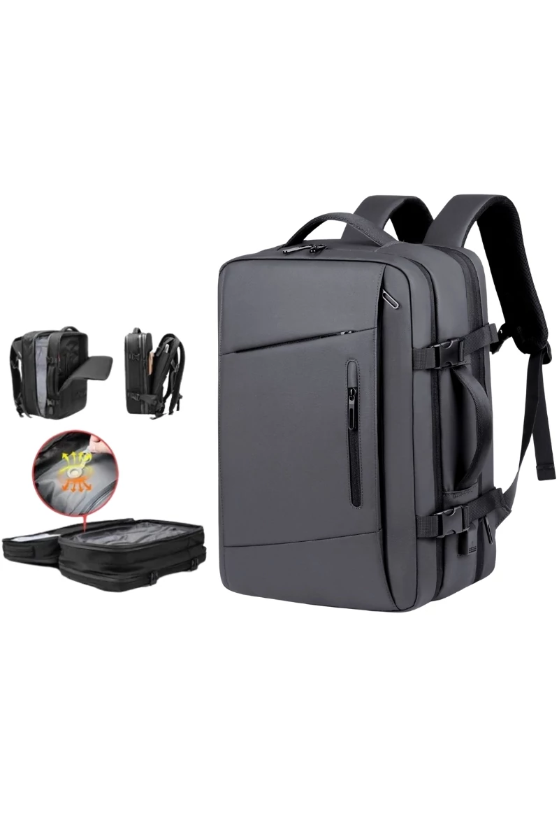 Rucsac Multifuncțional Cu Vacuum, Capacitate Mare, Extensibil, Impermeabil Și Rezistent Gri 45*30*18cm