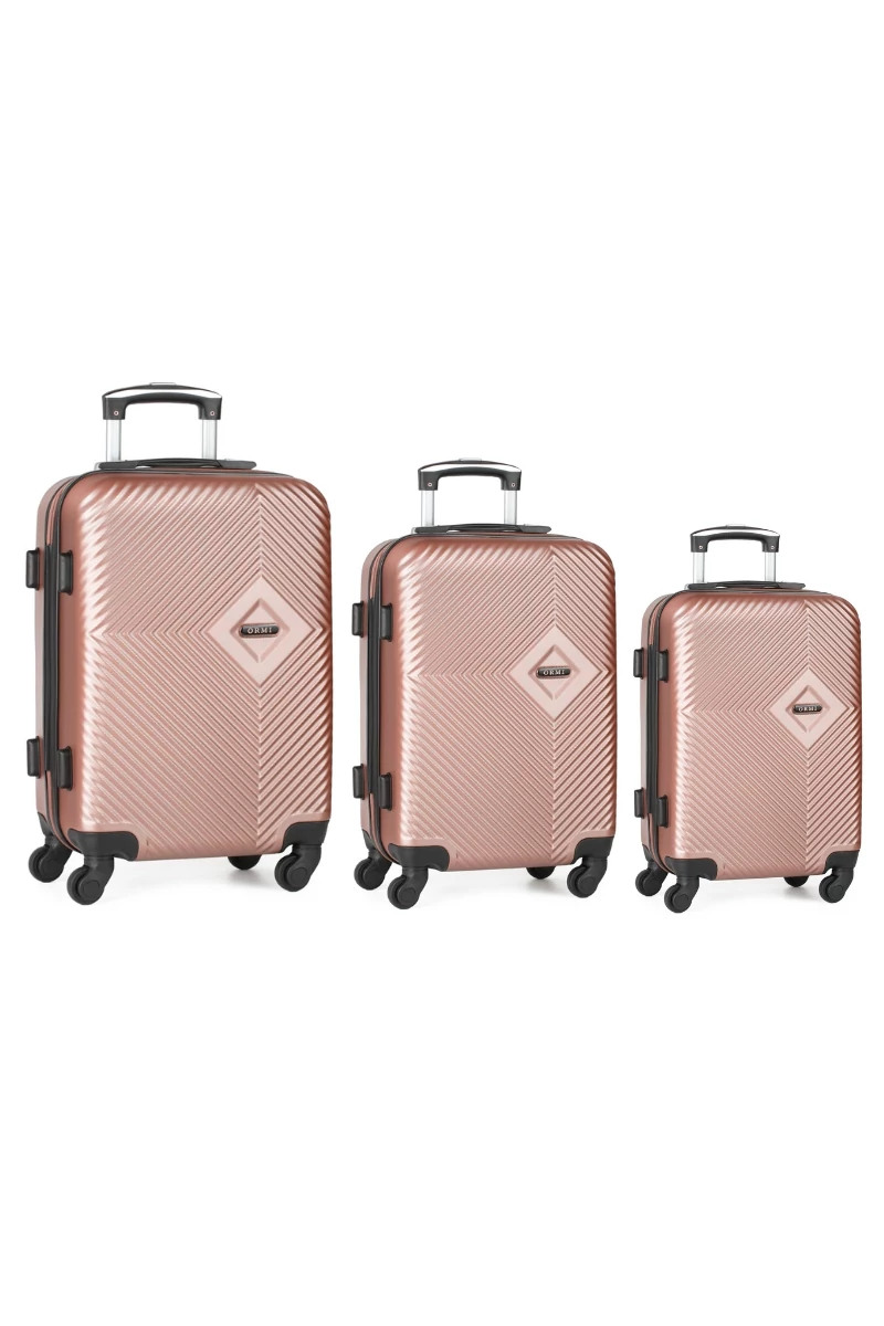 Set Troler Cu Pereți Tari ABS Rosegold Cu Cifru TSA 