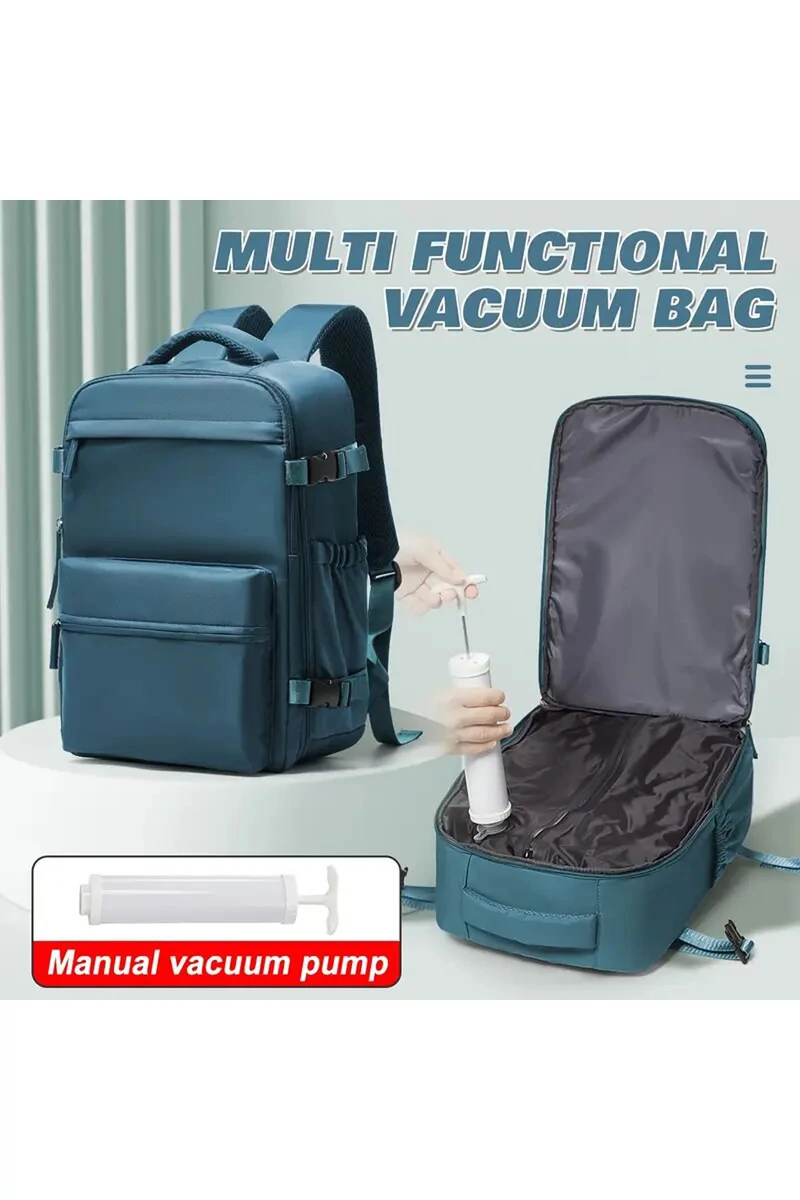 Rucsac Bagaj De Mana Wizzair,Rynair Albastru Multifunctional Din Poliester Cu Compresie Vacuum 40*25*20cm