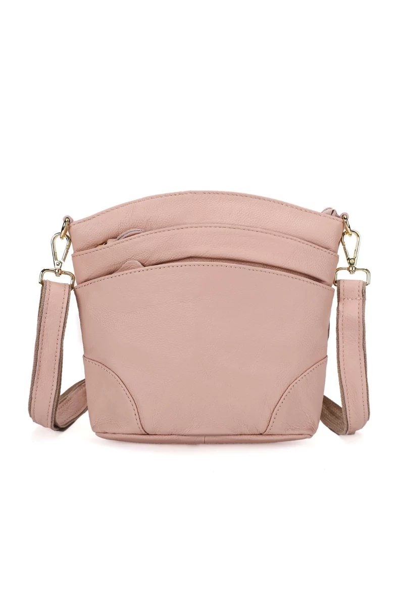 Geantă Crossbody Bonluo Bej Din Piele Naturală 21*19,5*9,5cm
