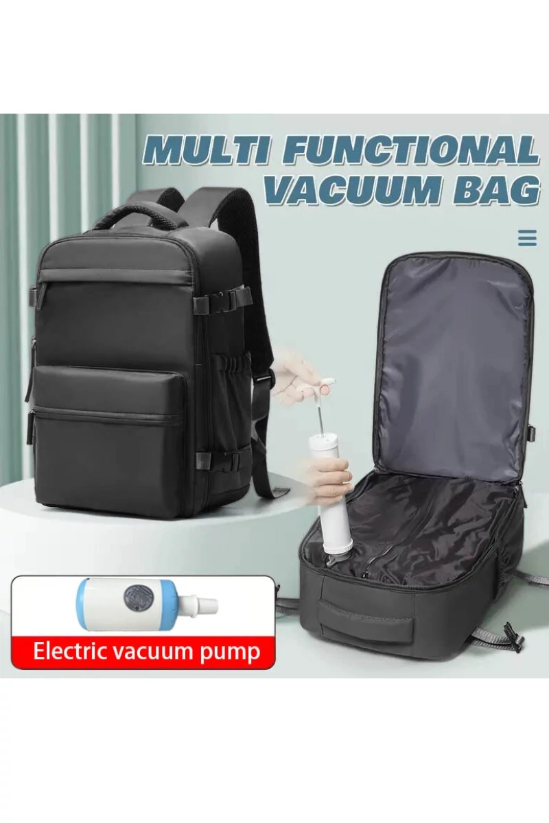 Rucsac Bagaj De Mana Wizzair,Rynair Negru Multifunctional Din Poliester Cu Compresie Vacuum 40*25*20cm