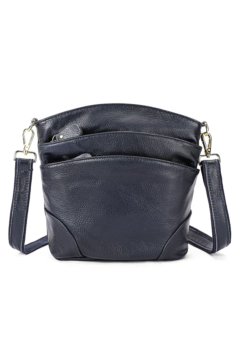 Geantă Crossbody Albastră Din Piele Naturală 21*19,5*9,5cm